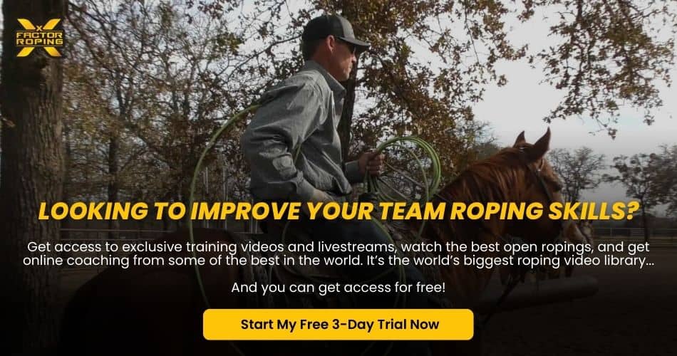 Image of a man in a hat riding a horse with a rope in his hands, with text below promoting X Factor membership.